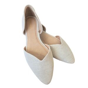 Old Navy D'orsay Pointed Toe Flats Shoes Cream Neutral Chic Office Minimalist 8